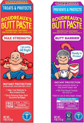 Boudreaux's Butt Paste 4oz Butt Barrier Ointment and 4oz Max. Strength Diaper Rash Ointment