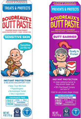 Boudreaux's Butt Paste 4oz Butt Barrier Ointment and 4oz Sensitive Skin Diaper Rash Ointment