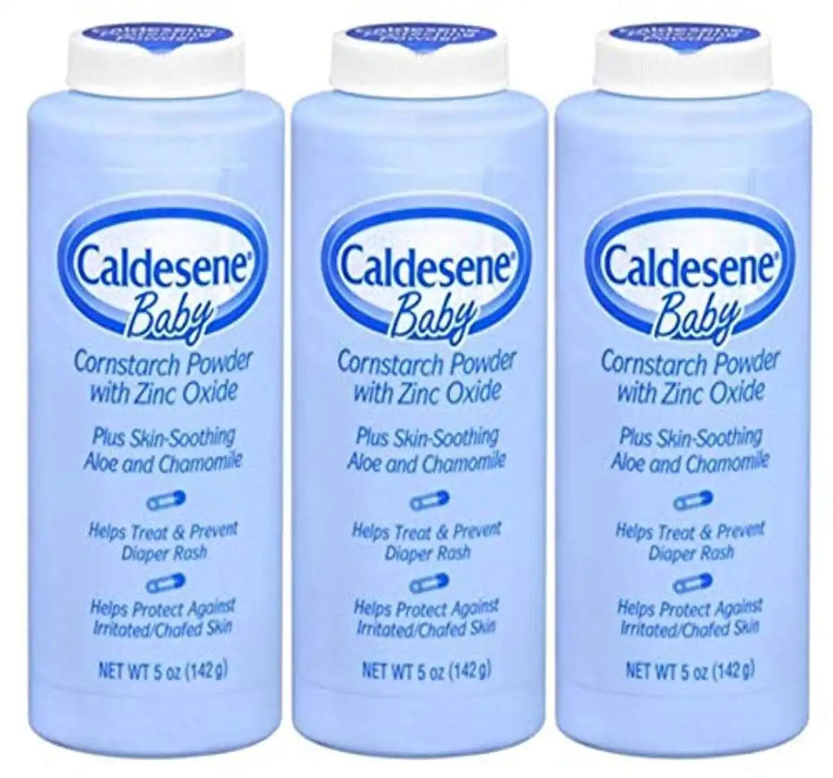 Caldesene Cornstarch Baby Powder with Zinc Oxide, Talc-Free Baby Powder, 5 Oz (3 Pack)