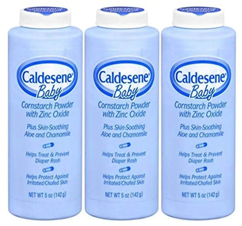 Caldesene Cornstarch Baby Powder with Zinc Oxide, Talc-Free Baby Powder, 5 Oz (3 Pack)