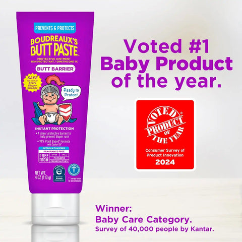Boudreaux's Butt Paste 4oz Butt Barrier Ointment and 4oz Max. Strength Diaper Rash Ointment