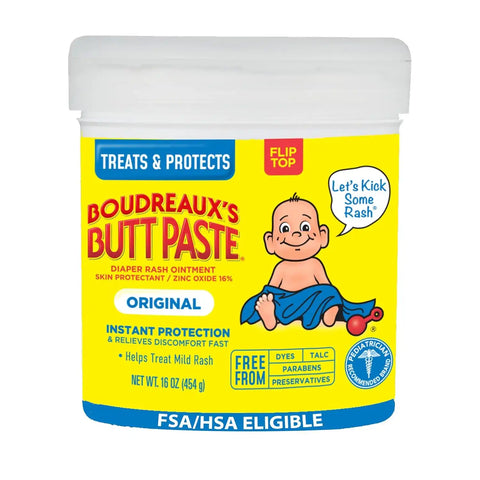 Boudreaux’s Butt Paste Original Diaper Rash Cream, 16 Oz Jar