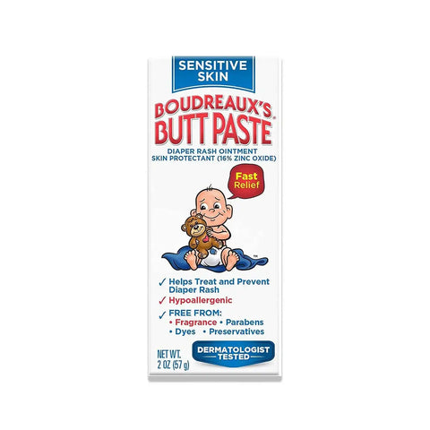 Boudreaux's Butt Paste Sensitive Skin Diaper Rash Ointment, 2 oz Tube