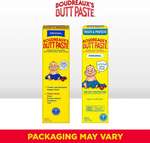 Boudreaux's Butt Paste Original Diaper Rash Cream, Ointment for Baby, 4 oz Tube