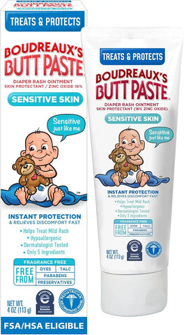 Boudreaux’s Butt Paste Sensitive Diaper Rash Cream, 4 Oz