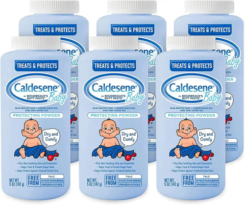 Caldesene Dry & Comfy Baby Powder with Zinc Oxide & Cornstarch, 5 Oz, 6 Pk