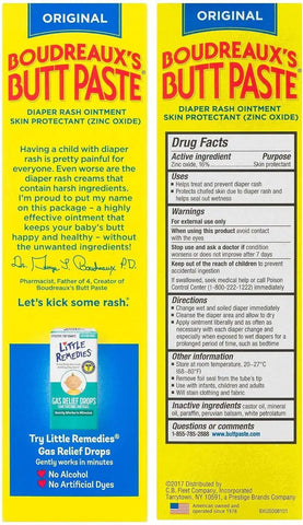 Boudreaux's Butt Paste Original Diaper Rash Cream, Ointment for Baby, 4 oz Tube