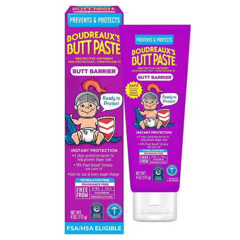 Boudreaux’s Butt Paste Barrier Ointment, Preventive Diaper Rash Cream, 4 Oz