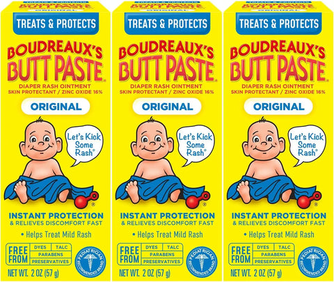 Boudreaux's Butt Paste Original Diaper Rash Cream, 2 Ounce (Pack of 3)